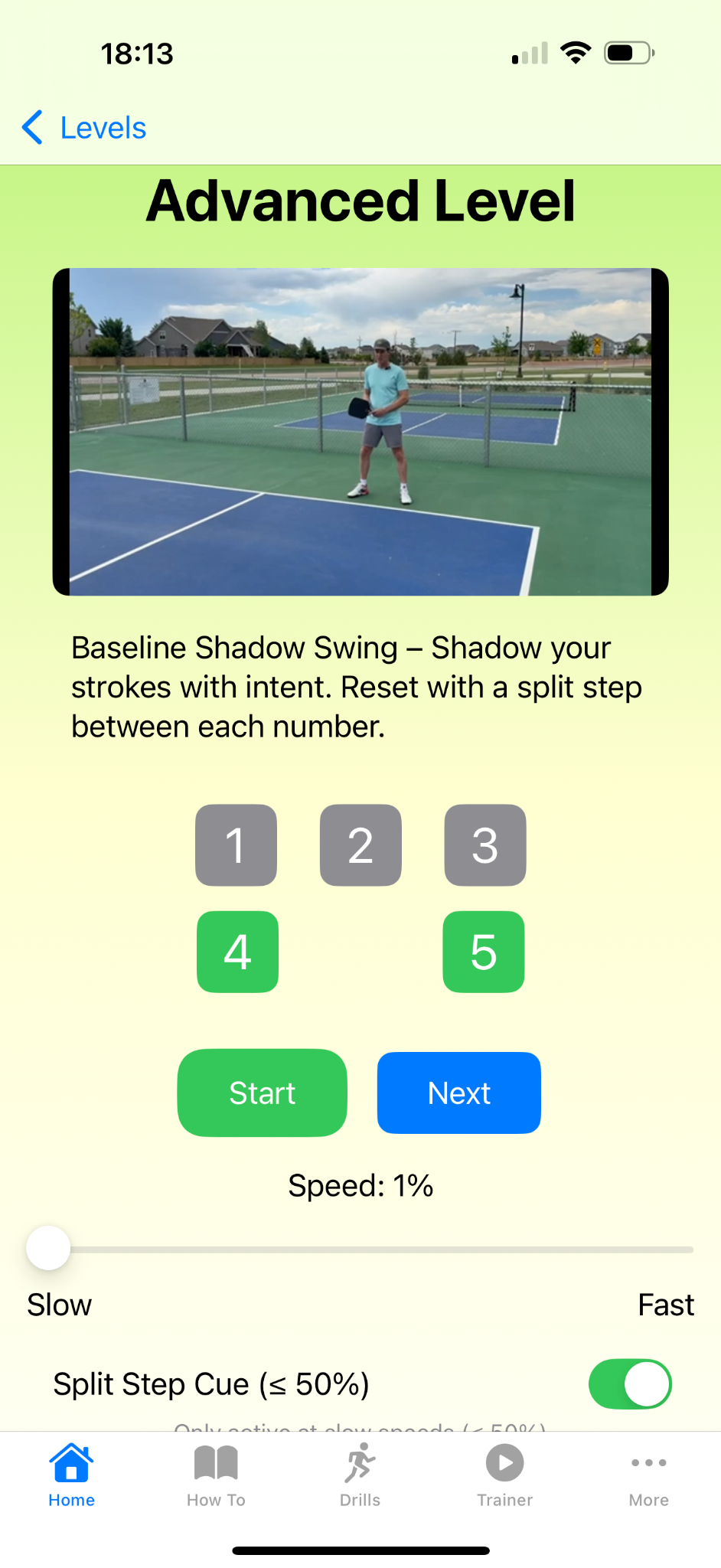 Advanced Level: structured progression with video intro